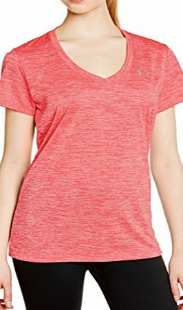 Under Armour Womens Short Sleeve Sport Tech Twist T-Shirt - Shock Pink/Metallic Silver, X-Large