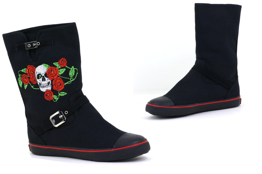 - Skull / Rose Boot - Black