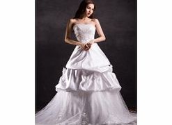 Unique Elegant Strapless Taffeta Chapel Train