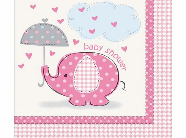 Unique Party Umbrellaphants Pink Luncheon Napkins - Pack of 16