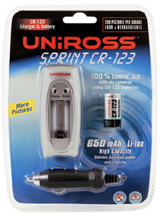 Uniross Sprint CR-123 Charger   1 x 600mAh