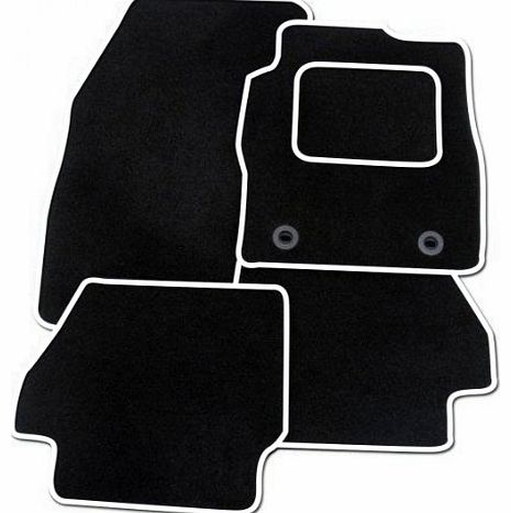 United Car Parts FORD KA (2009-2012) BLACK   WHITE TRIM TAILORED CAR FLOOR MATS CARPET