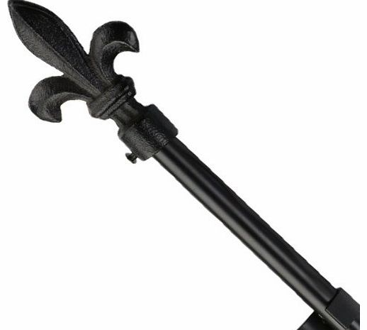 Universal Fleur De Lys 13 - 16mm Metal Extendable Curtain Pole Set, Black, 120 - 210cm