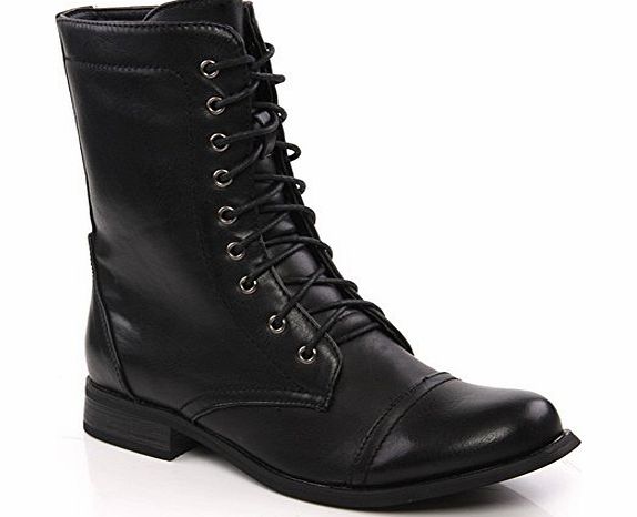 Unze London Unze Dane Womens Winter Padded Lace Up Walking Ankle Boots Sturdy Sole