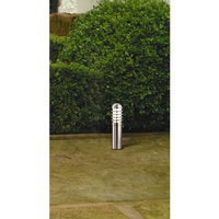 Modern stainless steel outdoor bollard fitting with polycarbonated vandal resistant diffuser. This f