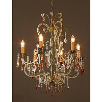 Unbranded 086 6H GR - Cream/Green Chandelier