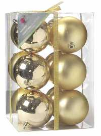 12 Matt/Shiny Gold Baubles