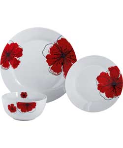 Unbranded 12 Piece Poppies Porcelain Dinner Set