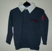 Gasoline jersey rugby shirt with white woven collar