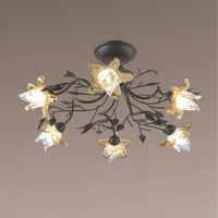 Attractive fitting in a rustic brown finish with floral decoration clear and amber glass. Height - 3