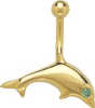 14 Carat Gold Jumping Dolphin Navel Bar