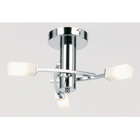 Polished chrome ceiling light with square acid glass shades this contemporary fitting is particularl