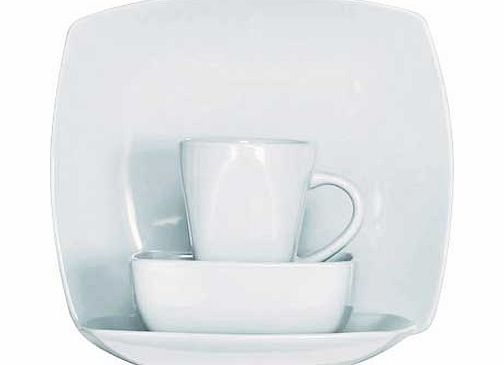 Unbranded 16 Piece Bosa Square Stoneware Dinner Set - White