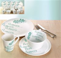 16 Piece Flower Shadows Dinner Set