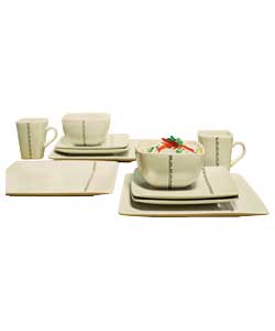 Unbranded 16 Piece Lines Dinner Set - Beige