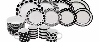 Unbranded 16 Piece Porcelain Simplicity Dinner Set - Black