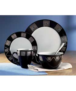 16 Piece Zulu Black Dinner Set