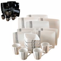 16 Plus 16 Piece Square Contrast Branch Dinner Set Offer