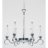 Traditional and unique hanging ceiling light in a polished chrome finish with glass candle holders w