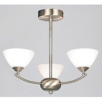 Contemporary and stylish ceiling light in an antique brass finish with opal glass shades. Height - 3