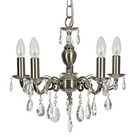 Attractive and elegant solid cast brass hanging ceiling light in a satin nickel plate finish complet