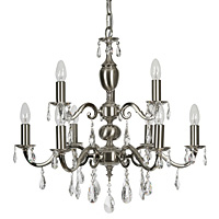 Attractive and elegant solid cast brass hanging ceiling light in a satin nickel plate finish complet