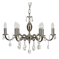 Attractive and elegant solid cast brass hanging ceiling light in a satin nickel plate finish complet