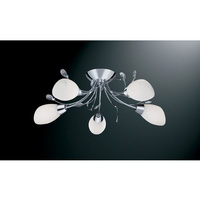 Stylish polished chrome finish fitting with delicate cut glass decoration and cone shaped opal glass