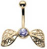 18 Carat Gold Winged Gem Navel Bar