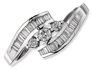 Unbranded 18ct White Gold and Trilogy Diamond Crossover Ring 040729-R