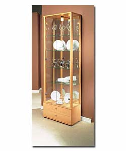 Beech effect. 2 glass doors. 4 glass shelves and b