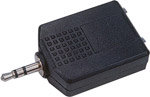 Allows two stereo 1/4 in.   (6.35mm) jack plugs to be connected to one 3.5mm stereo jack socket.