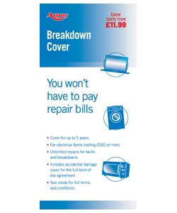 Breakdown cover from Over £250.Covers breakdown of your item for up to 3 years (inclusive of the on