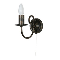 Traditional and unique wall light in a rustic black and gold finish complete with dual clip and cand