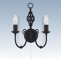 Ornate matt black wrought iron wall fitting with swirl decoration. Height - 33cm Diameter - 29cmProj