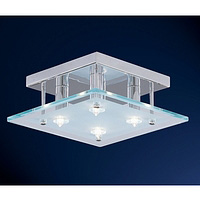 Semi flush halogen fitting finished in polished chrome with attractive glass features. Height - 10cm