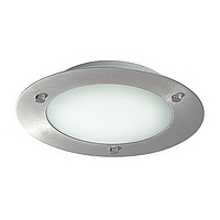 Modernly designed flush fitting with opal glass. This fitting is IP54 rated and suitable for bathroo