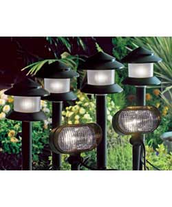 6 Piece Black Garden Low Energy Light Kit