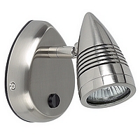 Adjustable satin chrome spot light with rocker switch. Diameter - 8.5cm Projection - 12cmBulb type -