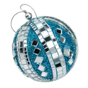 65MM MIRROR BALL AQUA pack of 6