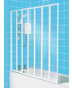 7 Fold White Framed Bath Screen