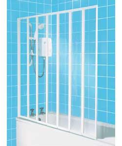 7 Fold White Framed Shower Screen