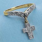 9ct. Diamond Set Cross Charm Ring