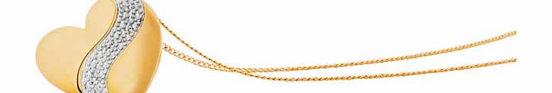 Unbranded 9ct Gold Plated Sterling Silver Heart Diamond