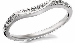 The perfect ring to wear alongside others - the slim 2mm band features lots of diamonds with the slightest of gentle curves at the centre (15pts total diamond weight).
