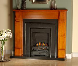 Wood Fire Surround 
Brittanic Cast
Black Granite Hearth 
XL Gas Fire