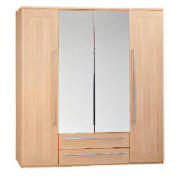 Adelaide 4 door 2 drawer Wardrobe, Light Oak