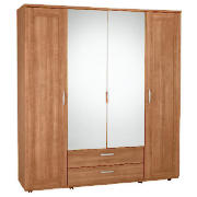 Adelaide 4 door 2 drawer Wardrobe, Walnut effect