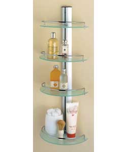 Adjustable Glass/Silver Finish Shelf Unit