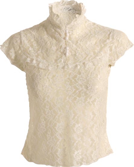 AgnesHigh neck cap sleeve lace top